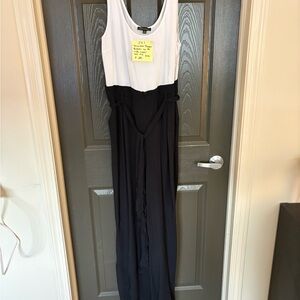 Shinestar White Sleeveless Romper with Black Trim